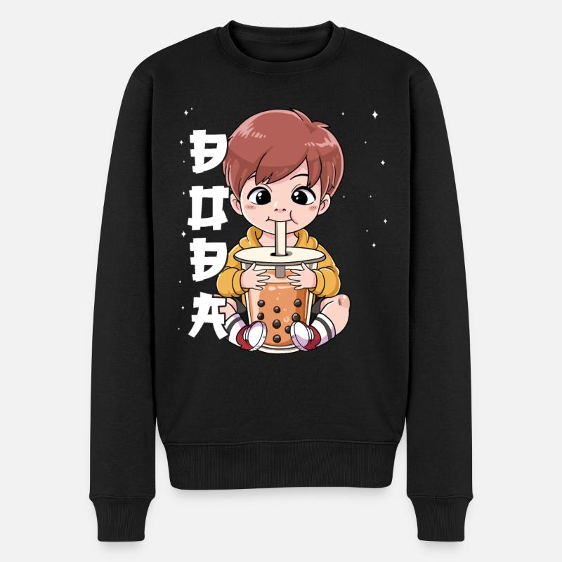 Boba Tea Junge Bubble Tea - Männer Premium Bio Pullover - Schwarz