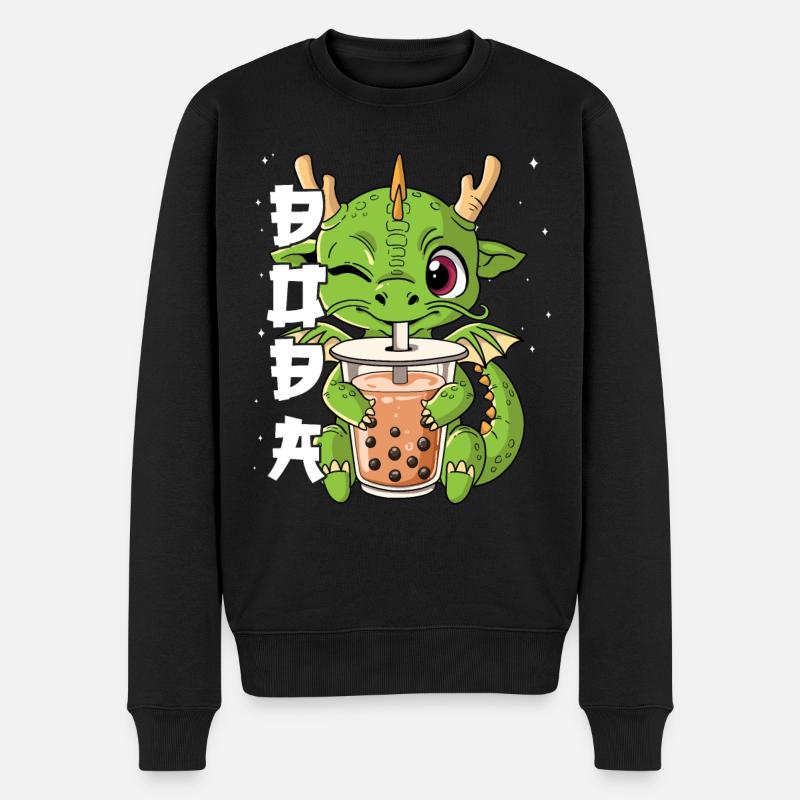 Boba Tea Drache Bubble Tea - Männer Premium Bio Pullover - Schwarz