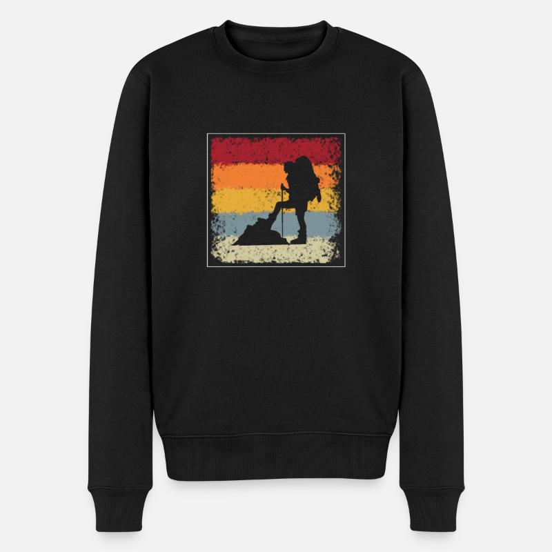 Wandern Retro - Männer Premium Bio Pullover - Schwarz