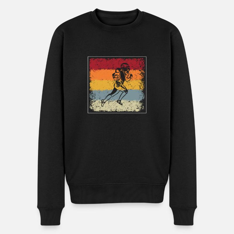 rugby football retro - Männer Premium Bio Pullover - Schwarz