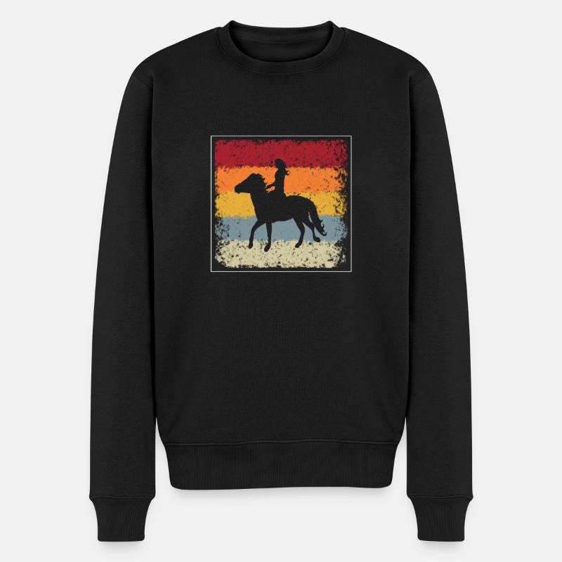 Pferde Reiten Retro - Männer Premium Bio Pullover - Schwarz