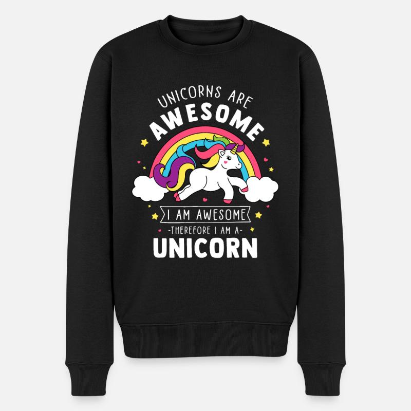 Einhörner sind fantastisch Ich bin ein Einhorn - Lustiger Regenbogen - Männer Premium Bio Pullover - Schwarz