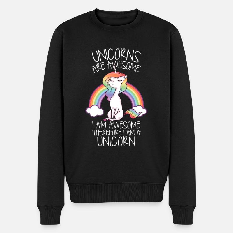Einhörner sind großartig, deshalb bin ich ein Einhorn lustig - Männer Premium Bio Pullover - Schwarz