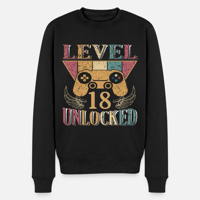 Gamer Geburtstag 18 Level 18 complete - Männer Premium Bio Pullover - Schwarz