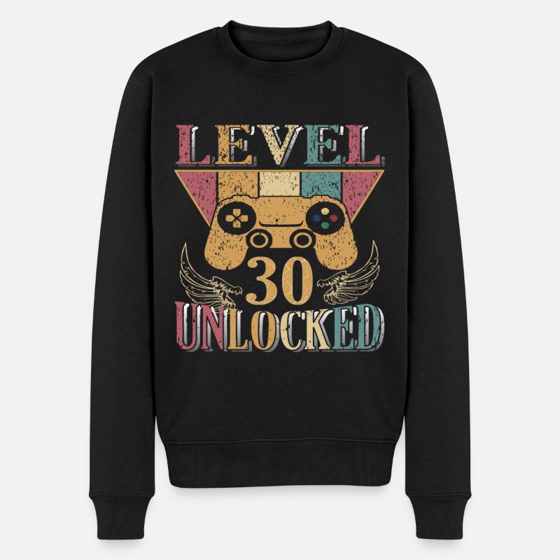 Level 30 Unlocked Zocker 30 Geburtstag Geschenk - Männer Premium Bio Pullover - Schwarz
