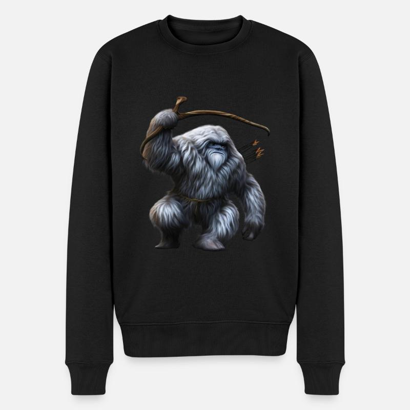 Yéti avec arc et flèches - Pull Premium bio Homme - noir