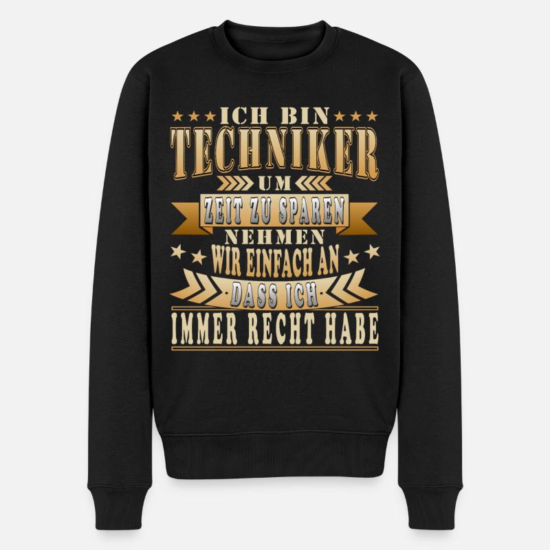 Lustige Techniker Sprüche - Männer Premium Bio Pullover - Schwarz