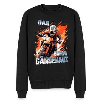 Gas Gummi Gänsehaut - Dirtbike Motocross Spruch - Männer Premium Bio Pullover - Schwarz - Vorne - Nico (187cm)