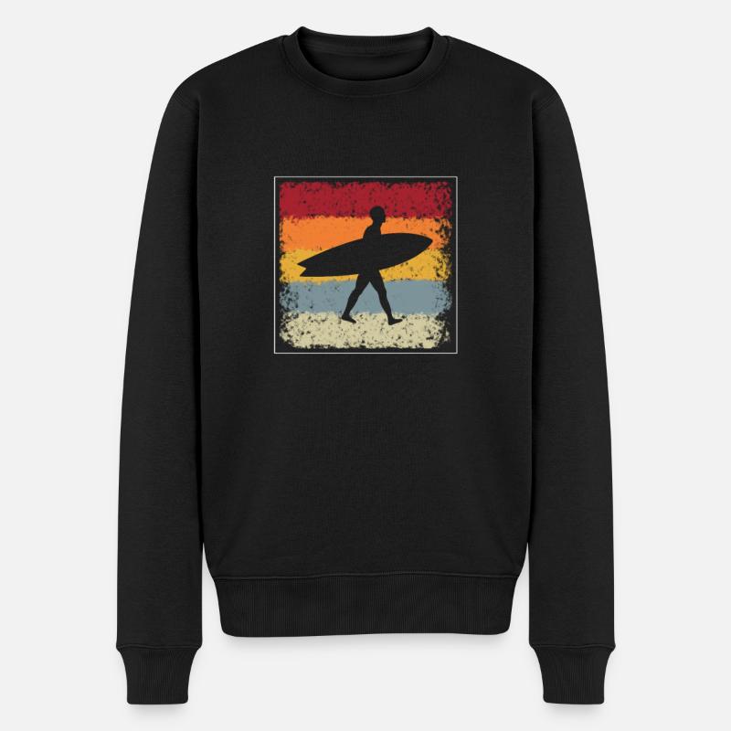 Surfen Retro - Männer Premium Bio Pullover - Schwarz