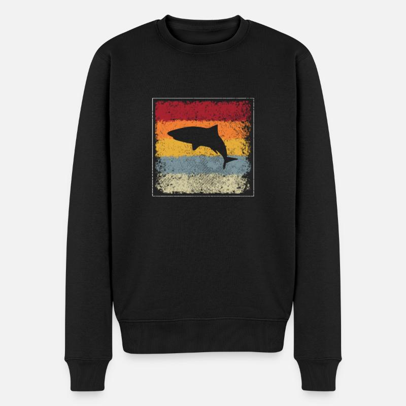 Hai Retro - Männer Premium Bio Pullover - Schwarz
