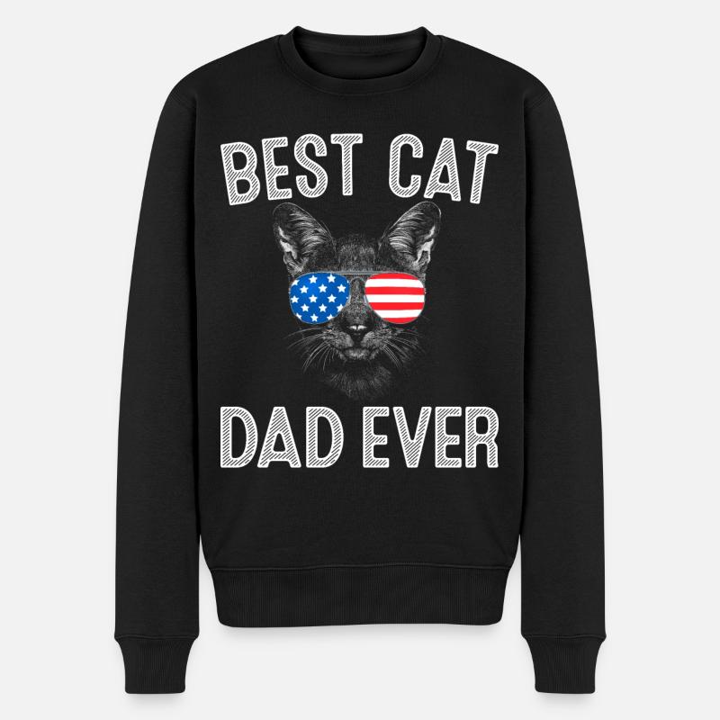 Best Cat Dad Ever - Männer Premium Bio Pullover - Schwarz