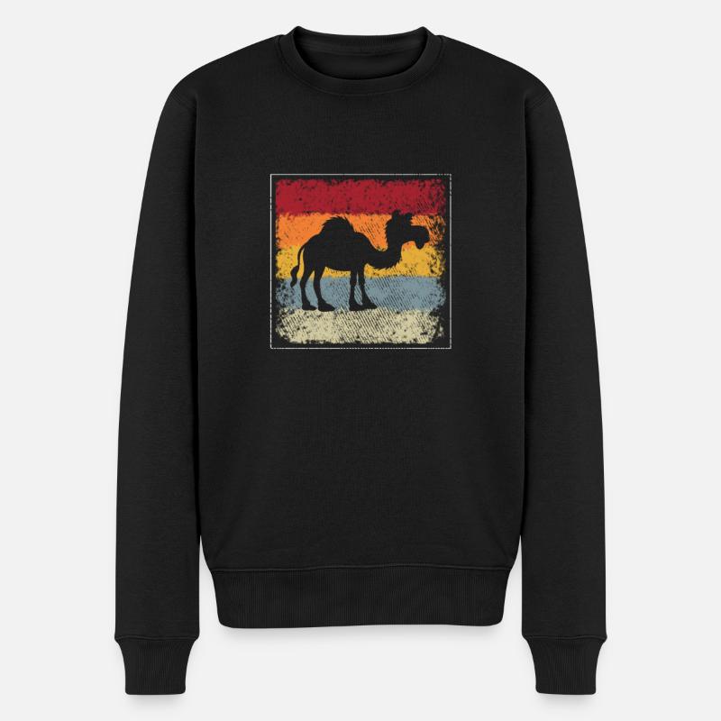 Dromedar Retro - Männer Premium Bio Pullover - Schwarz