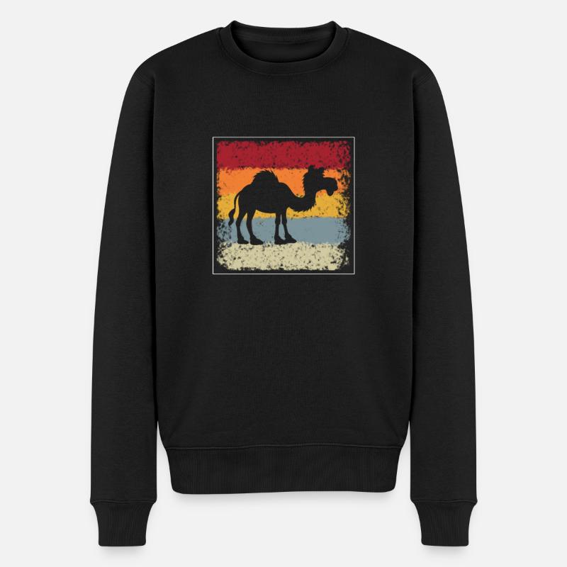 Dromedar Retro - Männer Premium Bio Pullover - Schwarz