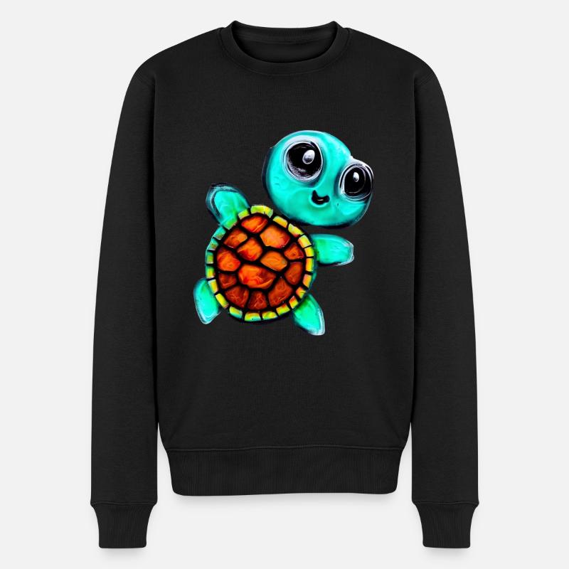 Tortue peinte à l’encaustique - Pull Premium bio Homme - noir