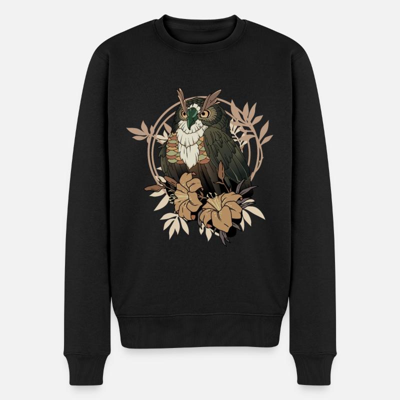Hibou magique avec éleveur de hiboux de fleurs - Pull Premium bio Homme - noir