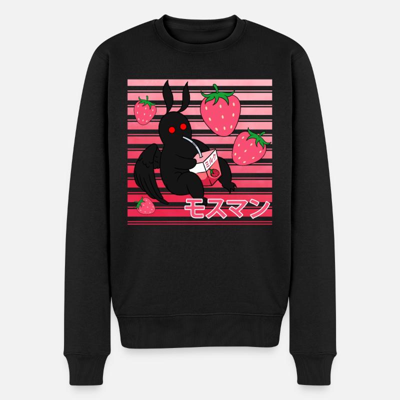 Mothman Kawaii Strawberry Milk Shake Carton - Männer Premium Bio Pullover - Schwarz