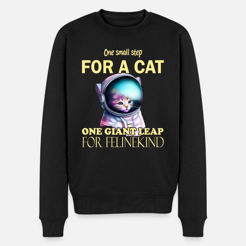 Katzen Astronaut - Männer Premium Bio Pullover - Schwarz