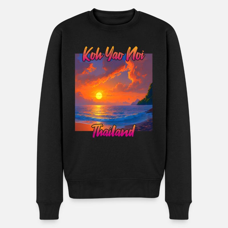 Koh Yao Noi Sonnenuntergang in Thailand - Männer Premium Bio Pullover - Schwarz