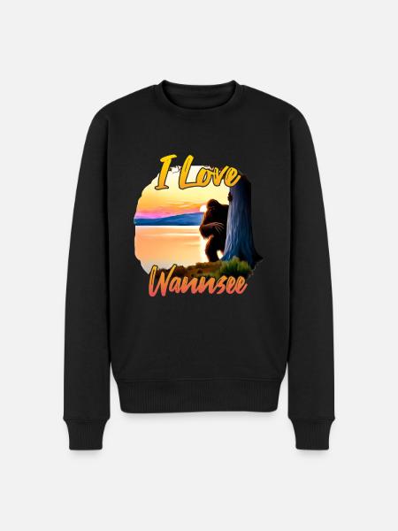 I love Wannsee - Men's Premium Organic Jumper - black