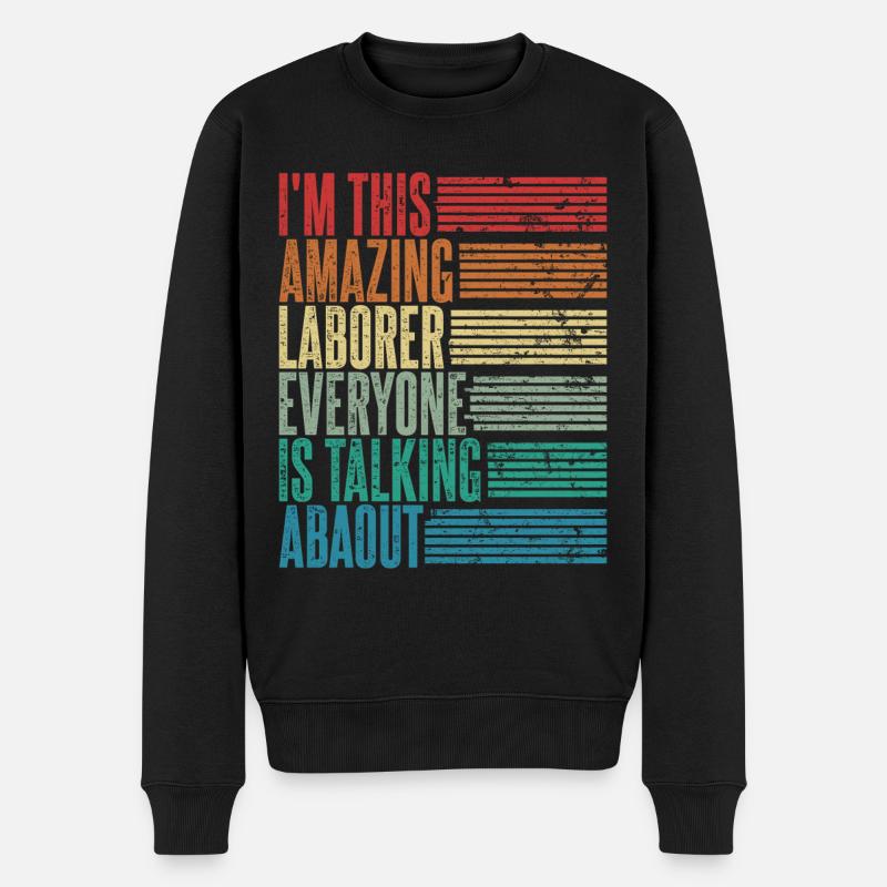 Hilfsarbeiter Hilfsarbeiterin Geschenk Retro - Männer Premium Bio Pullover - Schwarz