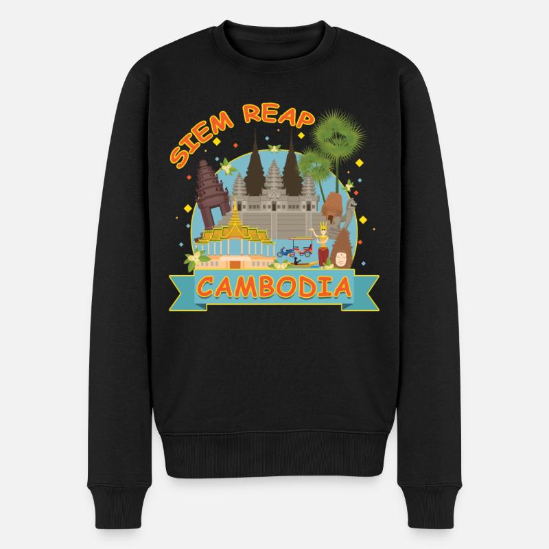 Siem Reap Kambodscha Souvenir - Männer Premium Bio Pullover - Schwarz