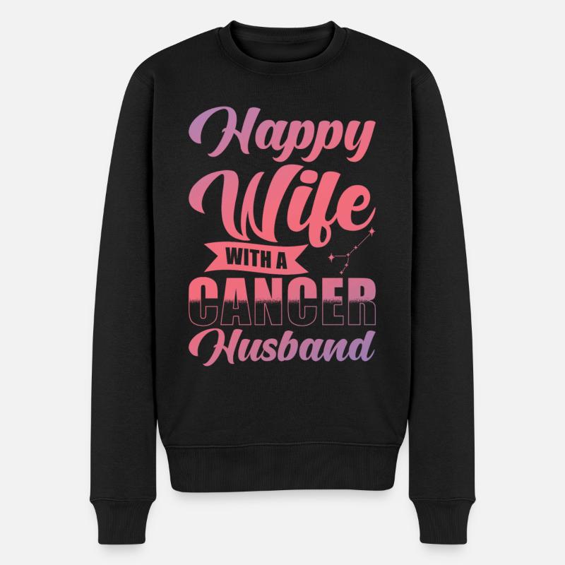 Krebs Glückliche Frau mit Wasserman Ehemann - Männer Premium Bio Pullover - Schwarz