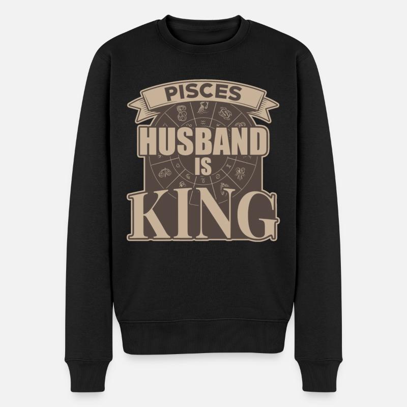 Fische Ehemann Ist König - Männer Premium Bio Pullover - Schwarz