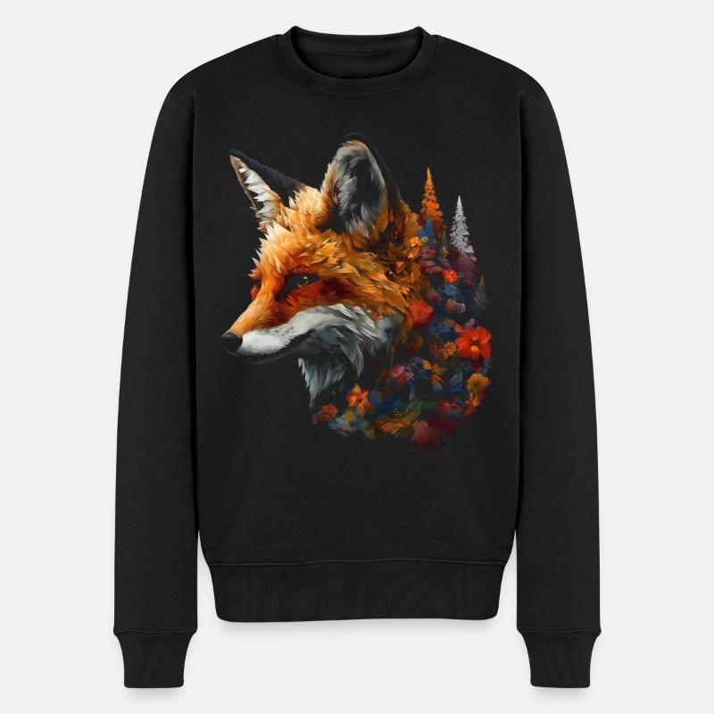 Fuchs Tierliebhaber Geschenk Wildtier Tier Motiv - Männer Premium Bio Pullover - Schwarz