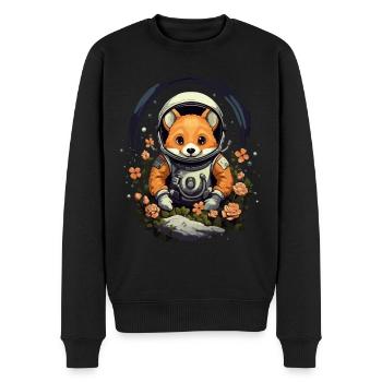 Cute cartoon fox as an astronaut in space with - Men's Premium Organic Jumper - black - Front - Nico (187cm)