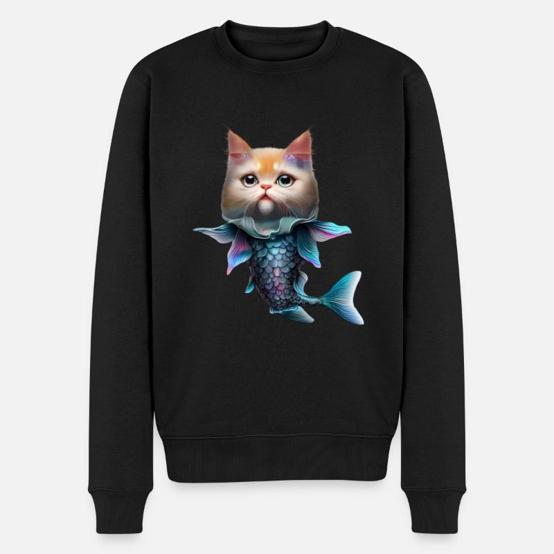 Fischkatze Fusion - Männer Premium Bio Pullover - Schwarz