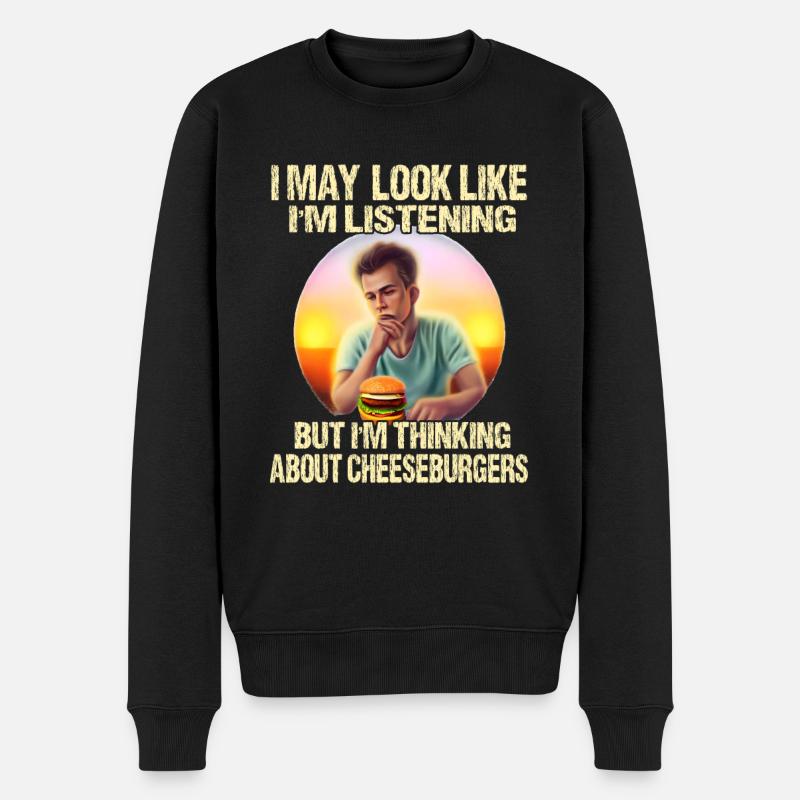 Pensées de cheeseburgers - Pull Premium bio Homme - noir