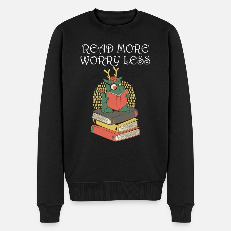 Read more, worry less - Men's Premium Organic Jumper - black