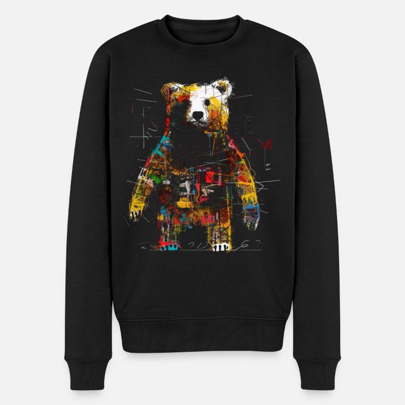 Bär Kunstwerk Tier Bären Geschenk Tiermotiv Kunst - Männer Premium Bio Pullover - Schwarz