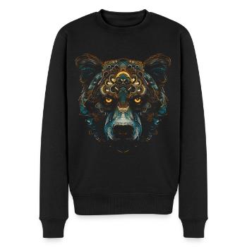 Bär Mandala Fantasie Kreativ Geschenk Tier Motiv - Männer Premium Bio Pullover - Schwarz - Vorne - Nico (187cm)
