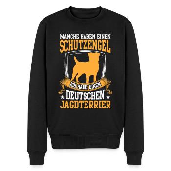 Deutscher Jagdterrier ist mein Schutzengel - Männer Premium Bio Pullover - Schwarz - Vorne - Nico (187cm)