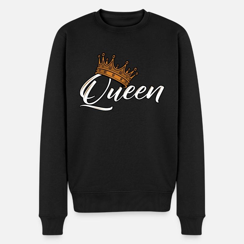 Ehrfürchtige Camping-queen-krone - Männer Premium Bio Pullover - Schwarz