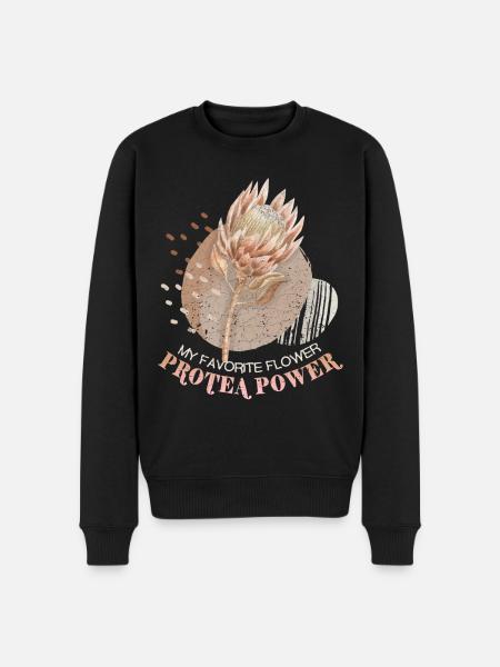 Protea, botanical illustration, saying - Men's Premium Organic Jumper - black