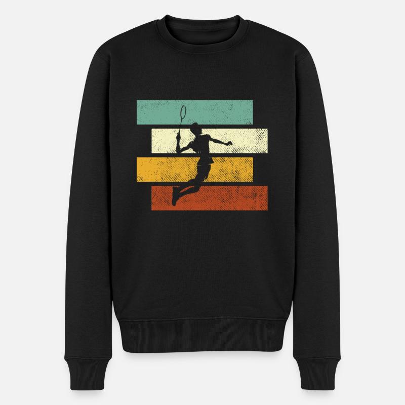 Badminton Retro - Männer Premium Bio Pullover - Schwarz