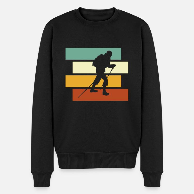 Bergsteigen Retro - Männer Premium Bio Pullover - Schwarz