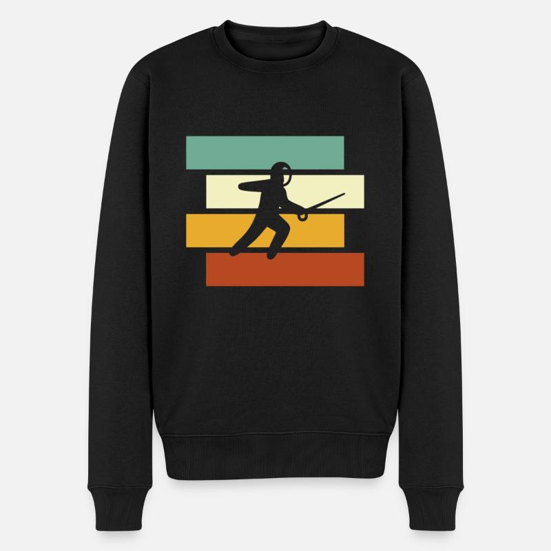 Fechten Retro - Männer Premium Bio Pullover - Schwarz