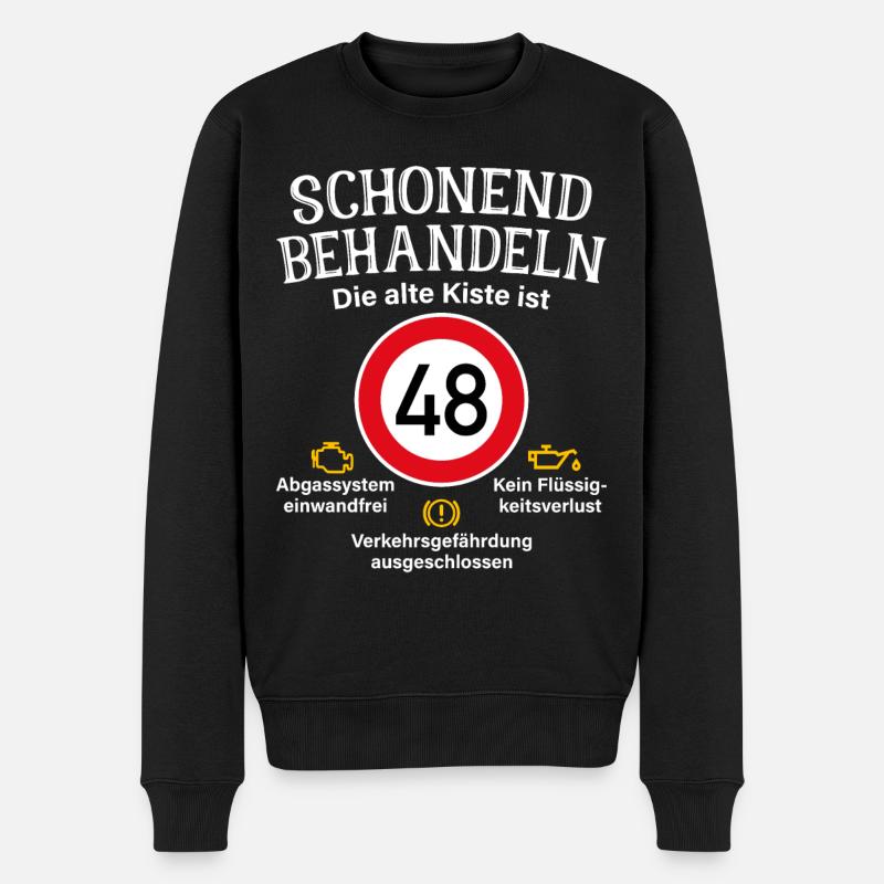 48. Geburtstag Schonend Behandeln 48 Alte Kiste 48 - Männer Premium Bio Pullover - Schwarz