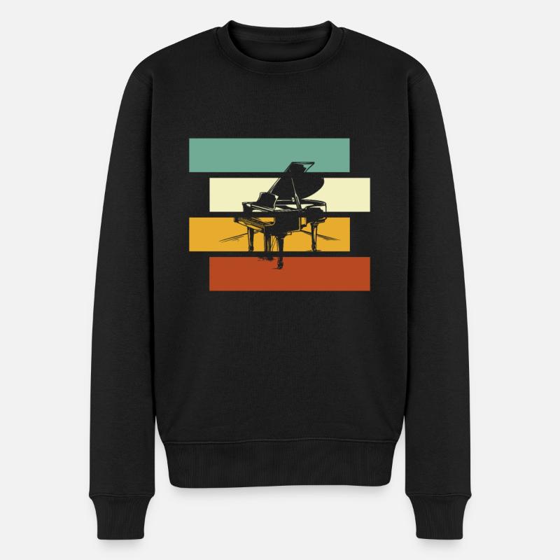 Klavier Retro - Männer Premium Bio Pullover - Schwarz