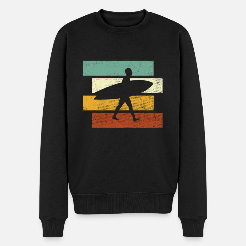 Surfen Retro - Männer Premium Bio Pullover - Schwarz