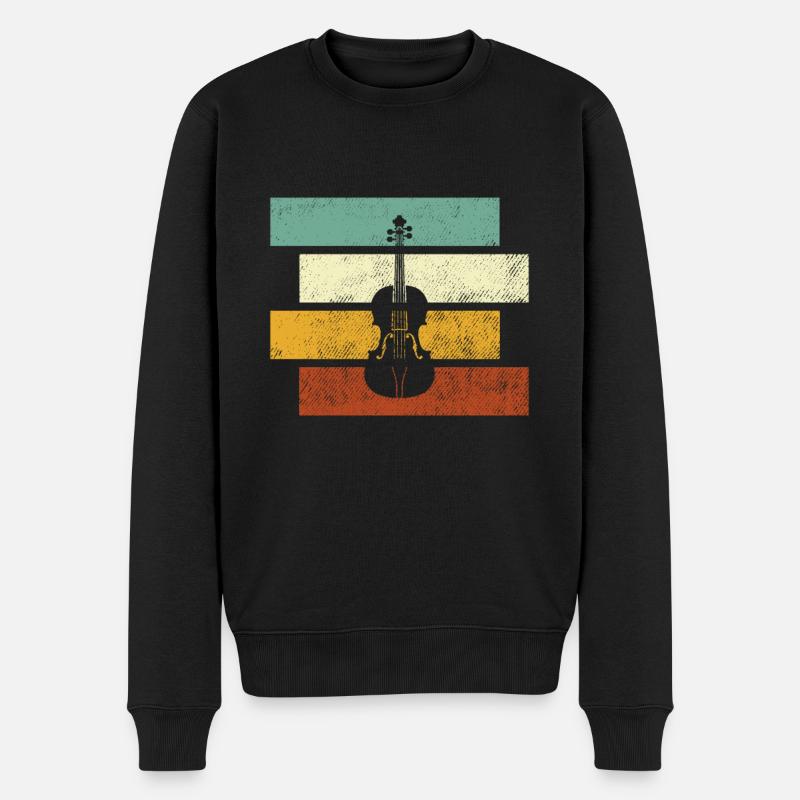 Geige Retro - Männer Premium Bio Pullover - Schwarz