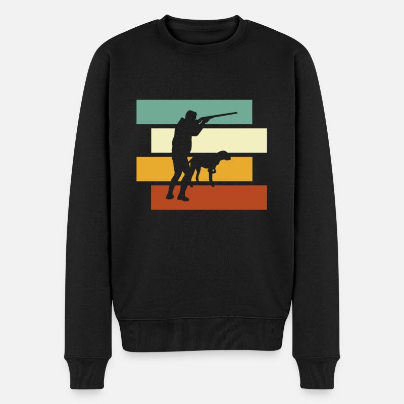Jagen Retro - Männer Premium Bio Pullover - Schwarz