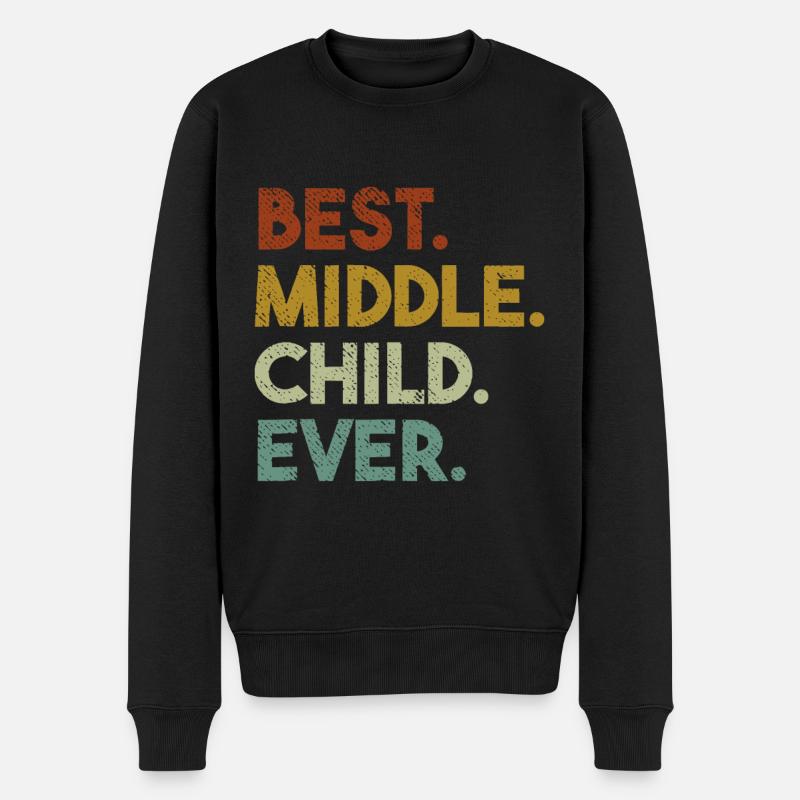 Enfant du milieu Style rétro Le plus jeune Moyen Le plus âgé Si - Pull Premium bio Homme - noir
