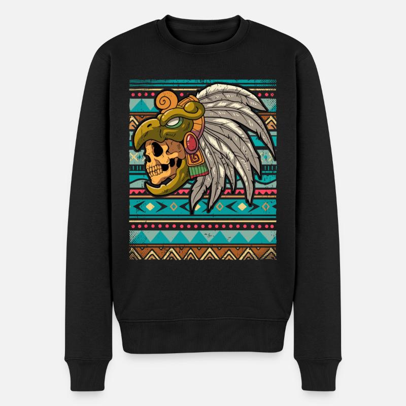 Mexikanischer Aztekenkrieger Azteken - Männer Premium Bio Pullover - Schwarz