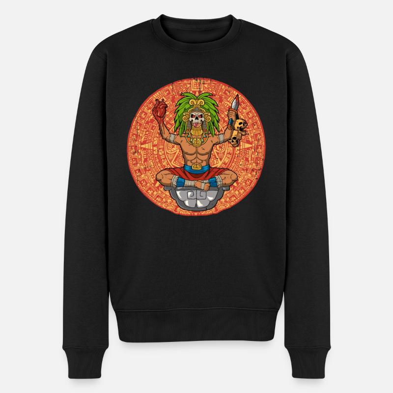 Mexikanischer Aztekenkrieger Azteken - Männer Premium Bio Pullover - Schwarz