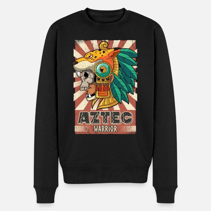Mexikanischer Aztekenkrieger Azteken - Männer Premium Bio Pullover - Schwarz
