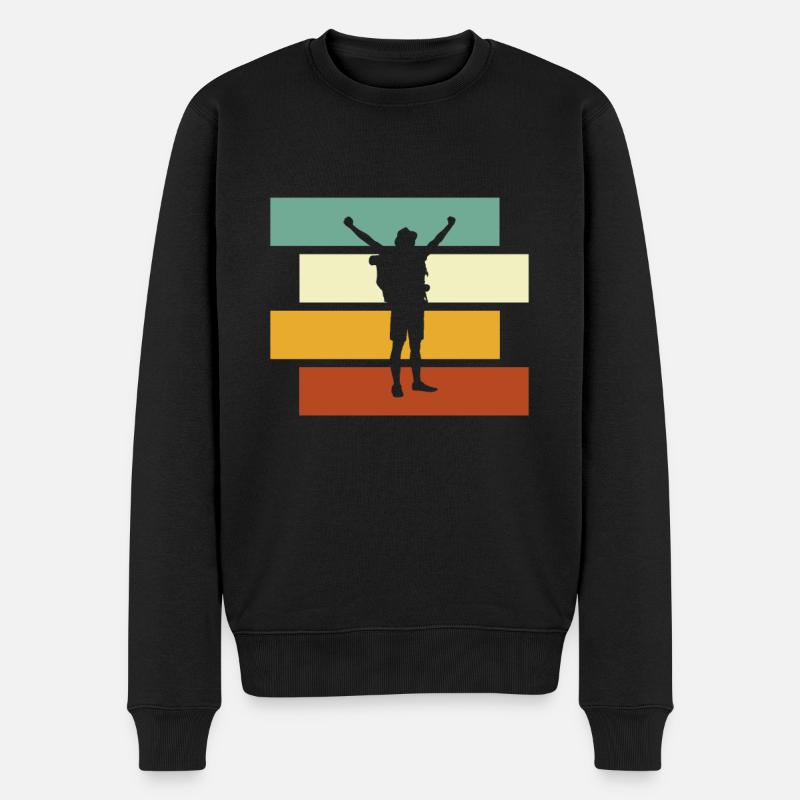 Wandern Retro - Männer Premium Bio Pullover - Schwarz